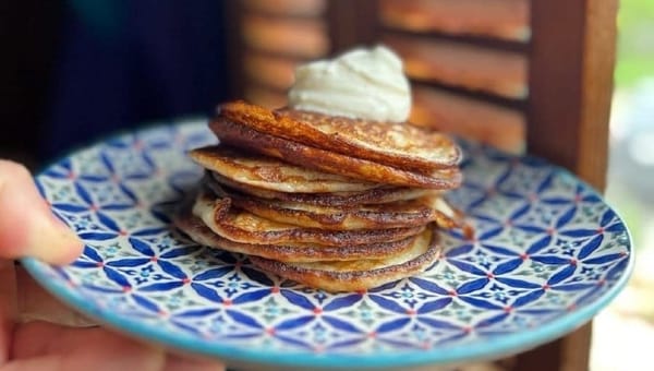 a plate of delicious fluffy pancakes